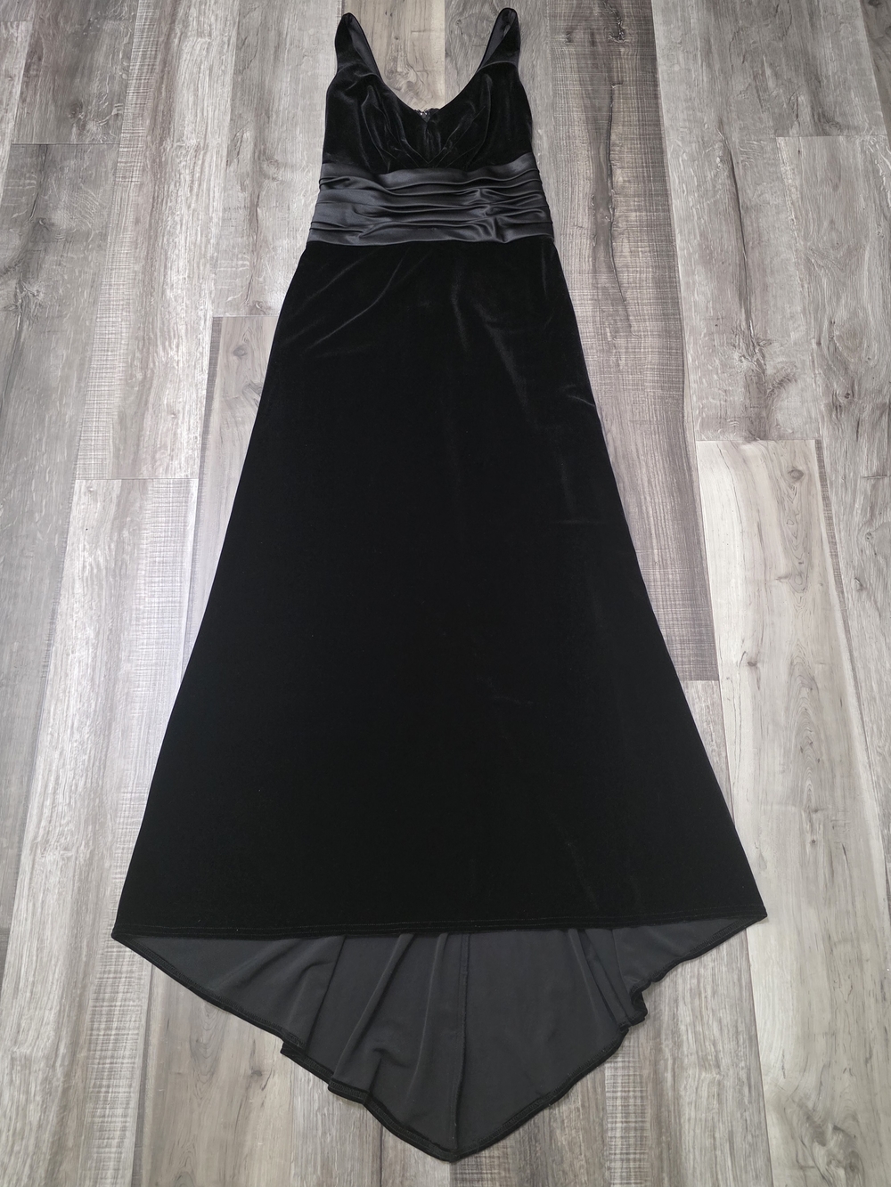 Tadashi Shoji Black Velvet High-Low Evening Dress
